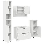 vidaXL Ensemble de mobilier de salle de bain avec tiroir 4 Pièces Blanc