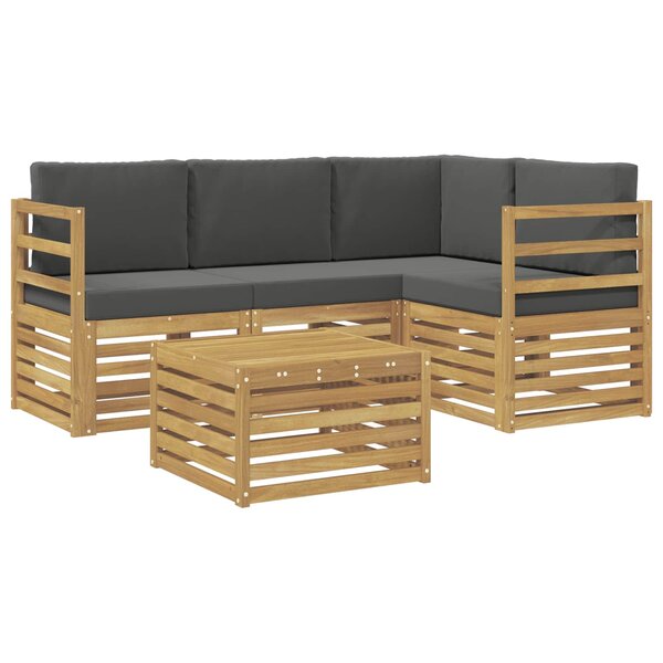 vidaXL Ensemble de canapés d'extérieur 5 pc Blanc et anthracite