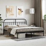 vidaXL Cadre de lit métal sans matelas et tête de lit noir 180x200 cm