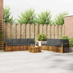 vidaXL Ensemble de canapés d'extérieur 9 pc Naturel et Anthracite