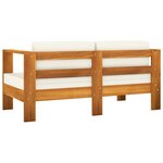 vidaXL Salon de jardin 8 Pièces avec coussins blanc crème Bois d'acacia