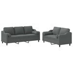 vidaXL Ensemble de canapés 2 Pièces coussins gris foncé tissu