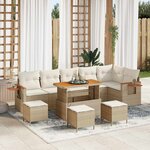vidaXL Ensemble de canapé de jardin 10 Pièces Beige polyrotin