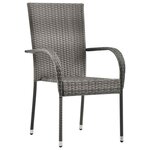 vidaXL Ensemble de salle à manger pour jardin 7 Pièces Gris Poly rotin