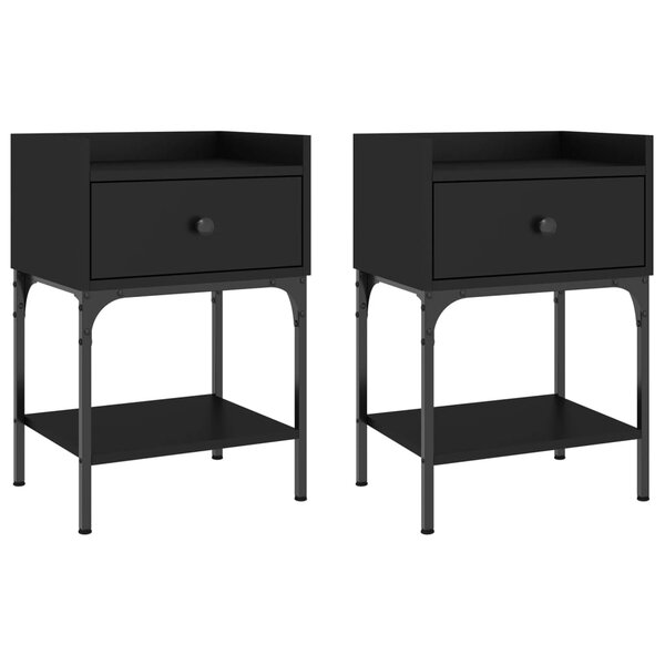 vidaXL Tables de chevet 2 Pièces noir 40 5x31x60 cm bois d’ingénierie