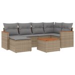 vidaXL Salon de jardin avec coussins 7 Pièces beige résine tressée