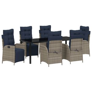 vidaXL Ensemble de salle à manger pour jardin 7 Pièces Gris et Noir Rotin