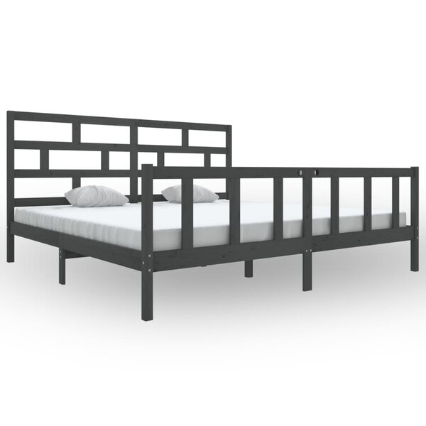 vidaXL Cadre de lit Gris Bois de pin massif 200x200 cm