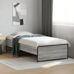 vidaXL Cadre de lit sans matelas sonoma gris 100x200 cm