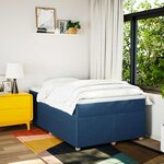 vidaXL Sommier à lattes de lit avec matelas bleu 120x190 cm tissu