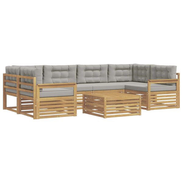 vidaXL Ensemble de canapés d'extérieur 7 pc Blanc et gris clair