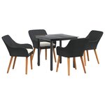 vidaXL Ensemble de salle à manger pour jardin 5 Pièces Noir polyrotin