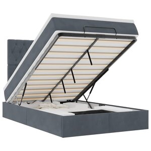 vidaXL Cadre de lit ottoman avec matelas gris foncé 120x190 cm velours