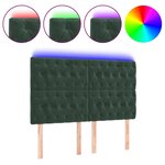 vidaXL Tête de lit à LED Vert foncé 144x7x118/128 cm Velours