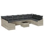 vidaXL Ensemble de canapé de jardin 11 pièces avec coussins Gris Poly Rattan