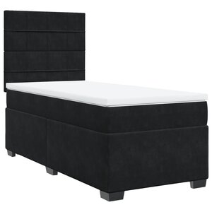 vidaXL Sommier à lattes de lit avec matelas Noir 100x200 cm Velours