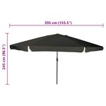 vidaXL Parasol de jardin Noir 395 x 395 x 245 cm Polyester et Acier