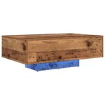 Table basse vidaXL avec lumières LED en bois ancien 85x55x31 cm