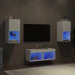 vidaXL Meuble TV muraux 4 Pièces avec lumières LED blanc