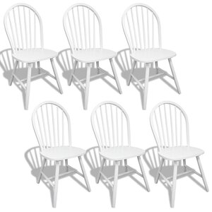 vidaXL Chaises à manger lot de 6 blanc bois d'hévéa solide