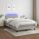 vidaXL Sommier à lattes de lit matelas LED gris clair 120x190 cm tissu