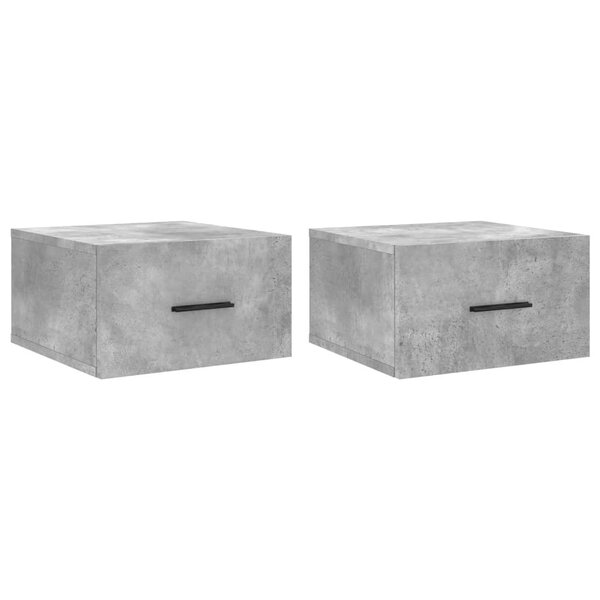 vidaXL Tables de chevet murales 2 Pièces gris béton 35x35x20 cm