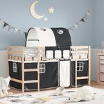vidaXL Lit mezzanine enfants et tunnel blanc/noir 90x200 cm pin massif