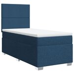 vidaXL Sommier à lattes de lit avec matelas Bleu 90x200 cm Tissu