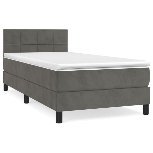 vidaXL Sommier à lattes de lit et matelas Gris foncé 90x200 cm Velours