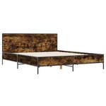 vidaXL Cadre de lit chêne fumé 120x200 cm bois d'ingénierie et métal