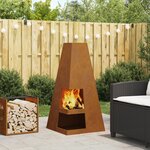vidaXL brasero avec espace de rangement pour bûches  50 x 50 x 100 cm - acier corten
