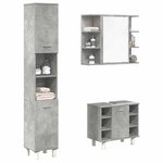 vidaXL Ensemble de meubles de salle de bain 3 Pièces gris béton