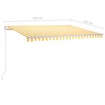 vidaXL Auvent automatique capteur de vent/LED 4x3 5 m Jaune et blanc
