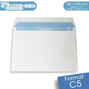 Lot de 100 enveloppes blanches c5 - gamme courrier+ (sans fenêtre)