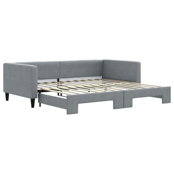 vidaXL Lit de jour avec lit gigogne gris clair 100x200 cm tissu