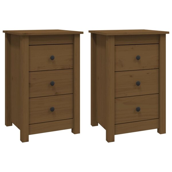 vidaXL Tables de chevet 2 Pièces Marron miel 40x35x61 5 cm Pin solide