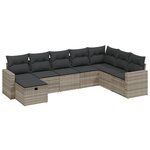 vidaXL Salon de jardin 8 Pièces avec coussins gris clair résine tressée