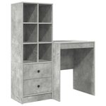 vidaXL Bureau avec rangement gris béton en bois d'ingénierie