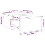 vidaXL Cabinet de chevet Chêne noir 34 x 30 x 20 cm Bois d'ingénierie