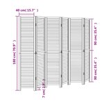 vidaXL Cloison de séparation 6 panneaux noir bois de paulownia massif