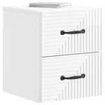 vidaXL Cabinet de chevet mural 2 Pièces Blanc brillant 34 5 x 33 x 40 cm