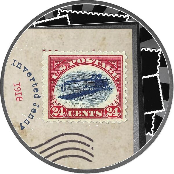 Pièce de monnaie en Argent 500 Francs g 17.50 Millésime 2025 World Most Expensive Stamps INVERTED JENNY