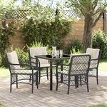 vidaXL Ensemble de salle à manger de jardin 5 pièces avec coussins en rattan poly noir