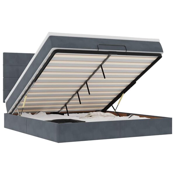 VidaXL Cadre de lit ottoman avec matelas gris foncé 180x200cm velours
