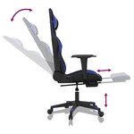 vidaXL Chaise de jeu de massage et repose-pied Noir et bleu Similicuir