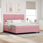 Lit box spring vidaXL avec matelas rose super king en velours