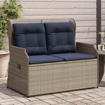vidaXL Banc de jardin avec coussin Gris Poly rotin