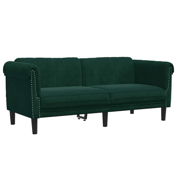 vidaXL Canapé 2 places vert foncé velours