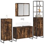 vidaXL Ensemble de mobilier de salle de bain avec tiroir Chêne fumé
