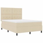 vidaXL Lit à ressorts avec matelas Crème 140 x 200 cm tissu